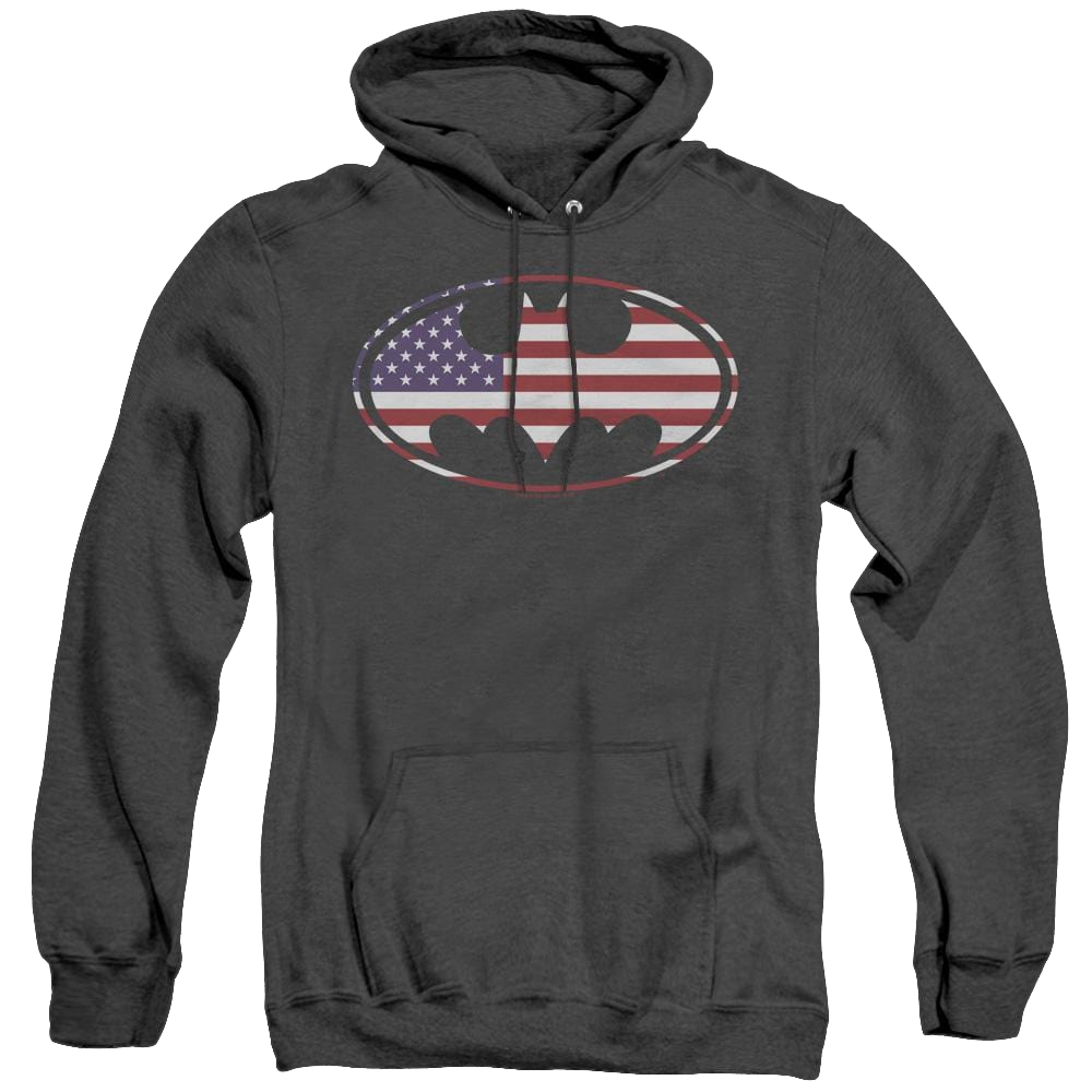 Dc Batman American Flag Oval - Heather Pullover Hoodie