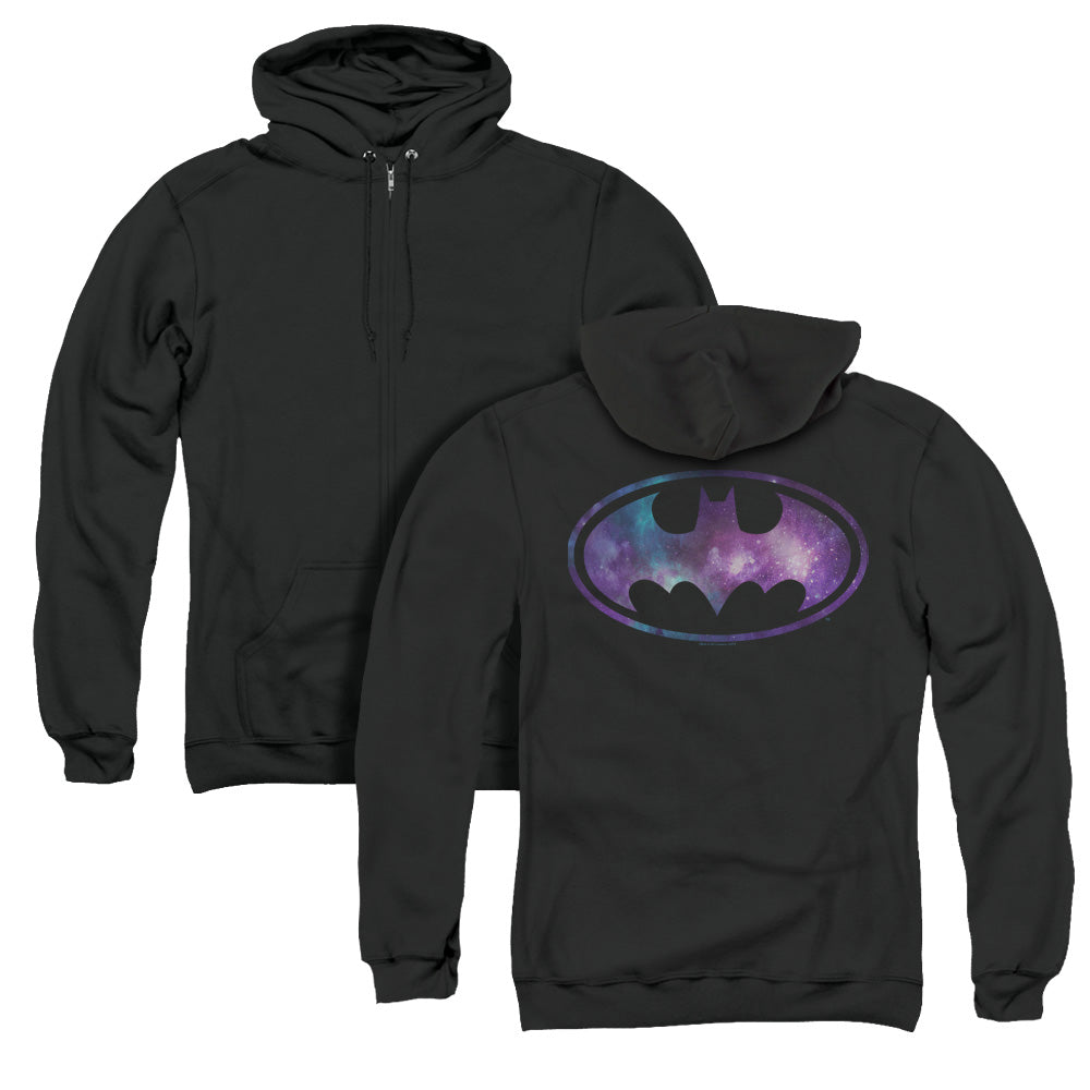 Batman Galaxy Signal Back Print Zipper Mens Hoodie Black