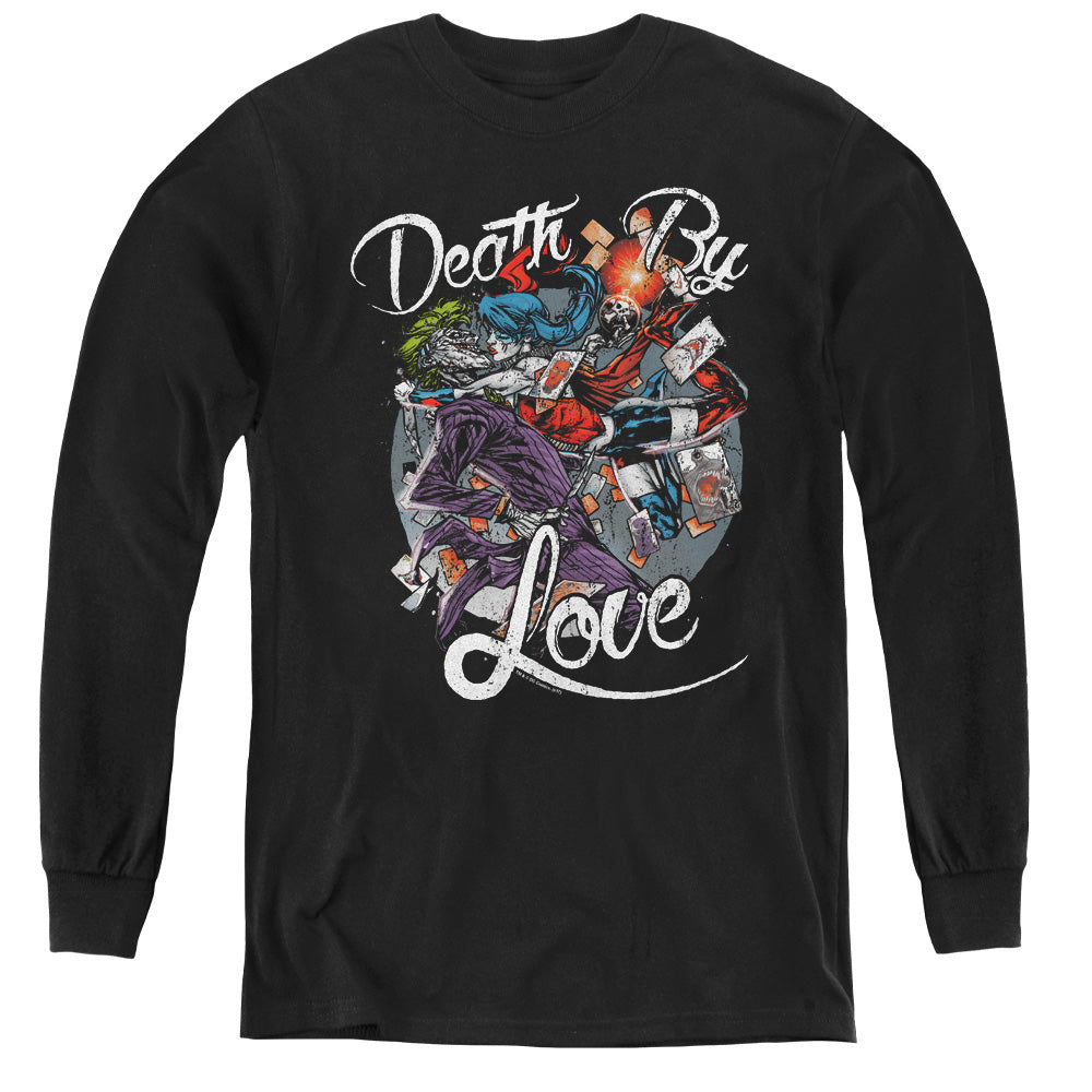 Batman Death By Love Long Sleeve Kids Youth T Shirt Black