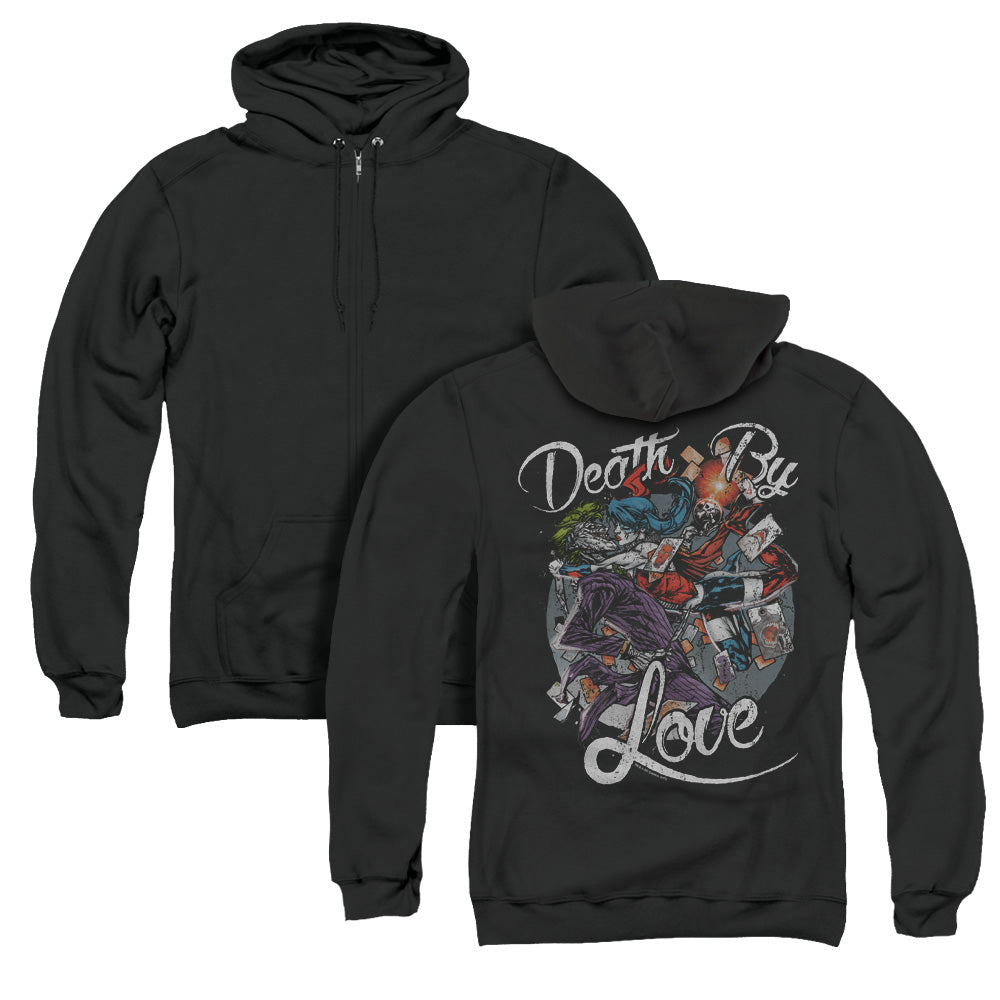Batman Death By Love Back Print Zipper Mens Hoodie Black