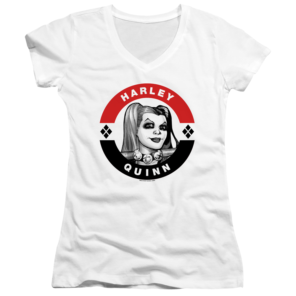 Batman Harley President Circle - Juniors V-Neck T-Shirt