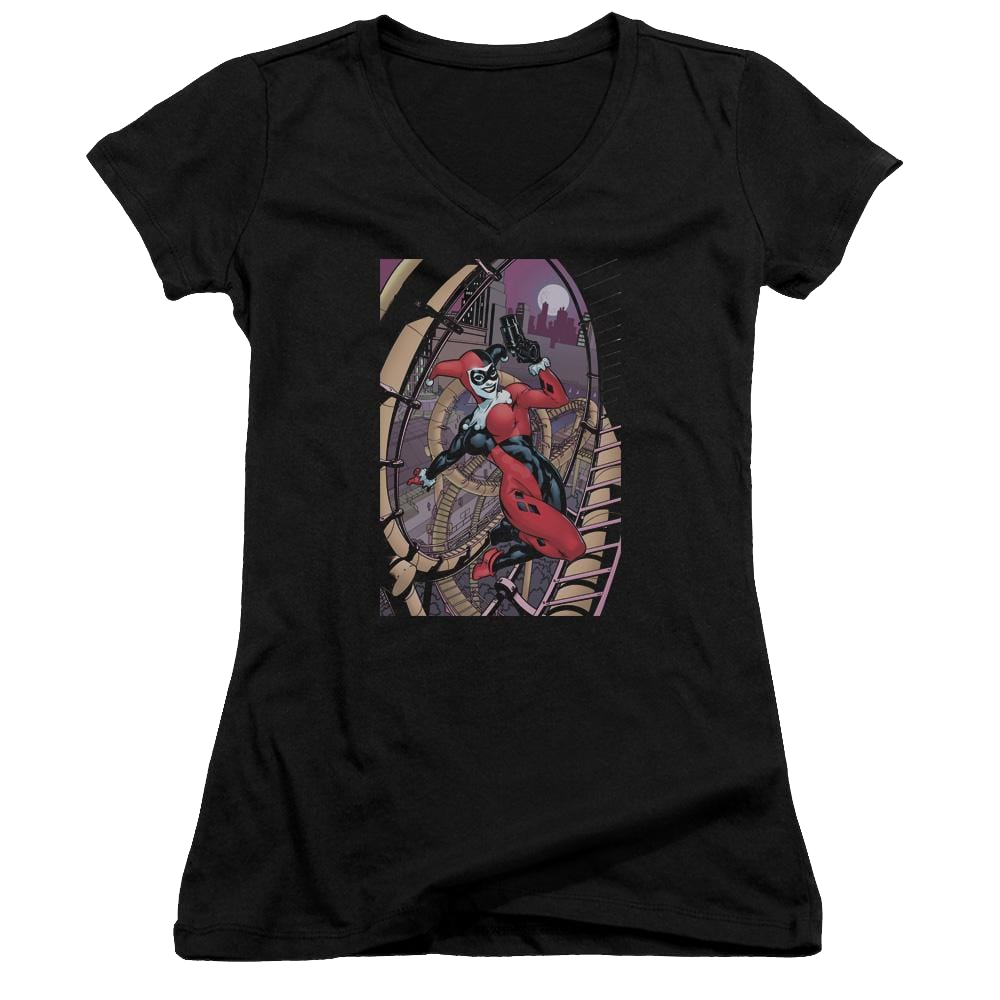 Batman Harley First - Juniors V-Neck T-Shirt