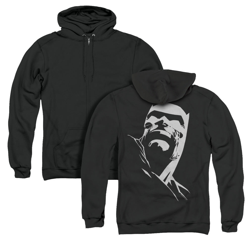 Batman Dkr Head Back Print Zipper Mens Hoodie Black