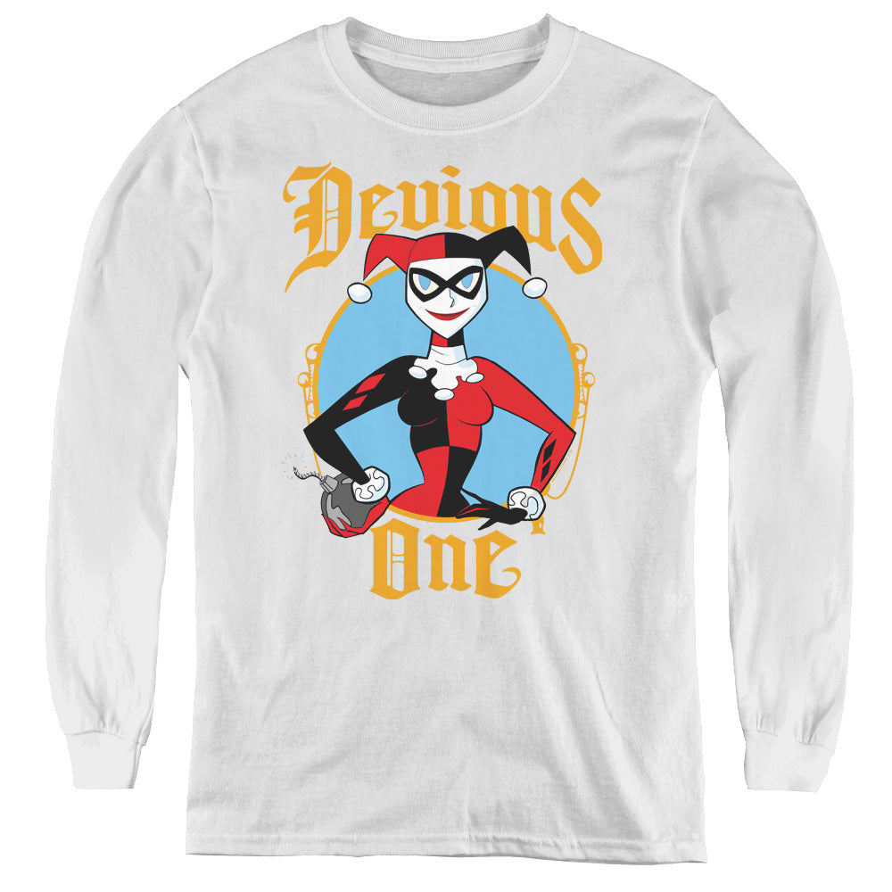 Batman Devious One Long Sleeve Kids Youth T Shirt White