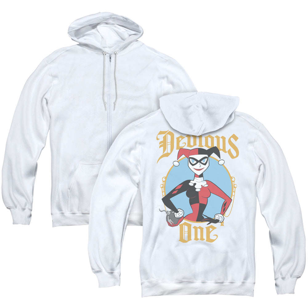 Batman Devious One Back Print Zipper Mens Hoodie White
