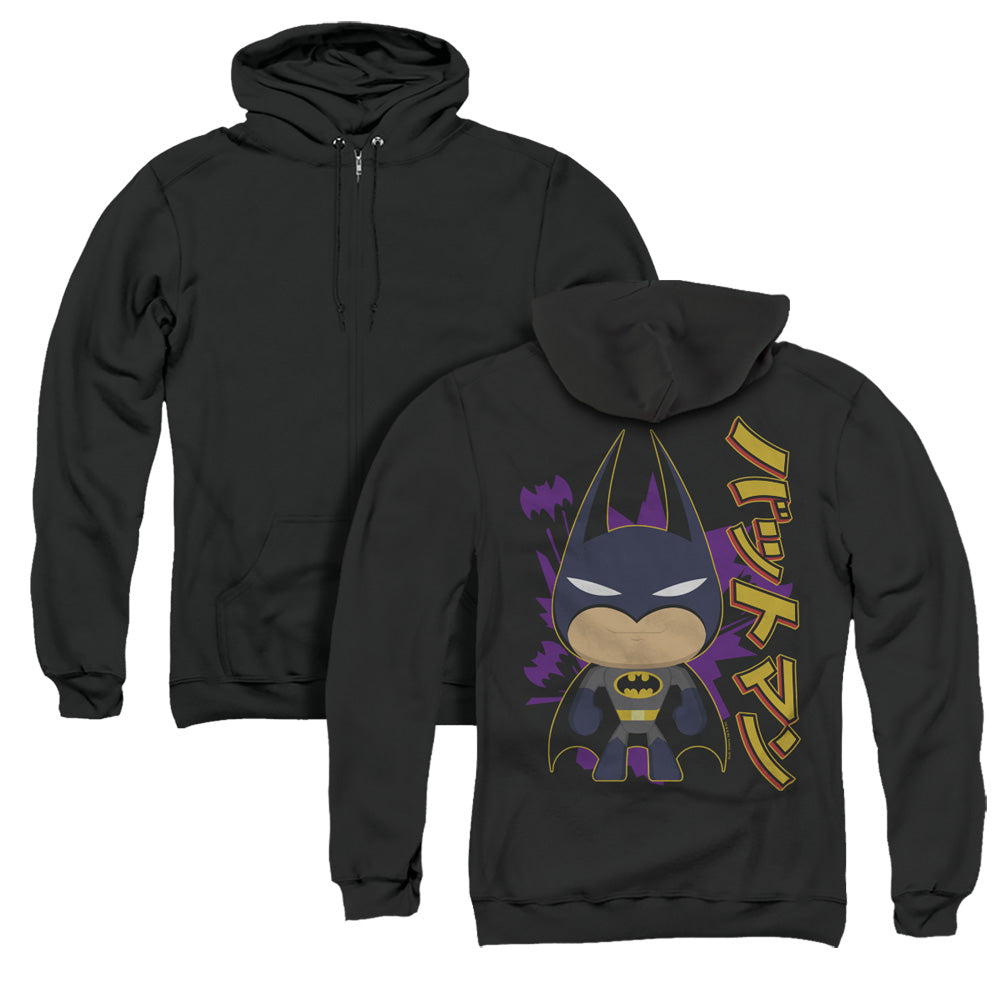 Batman Cute Kanji Back Print Mens Zipper Hoodie Black
