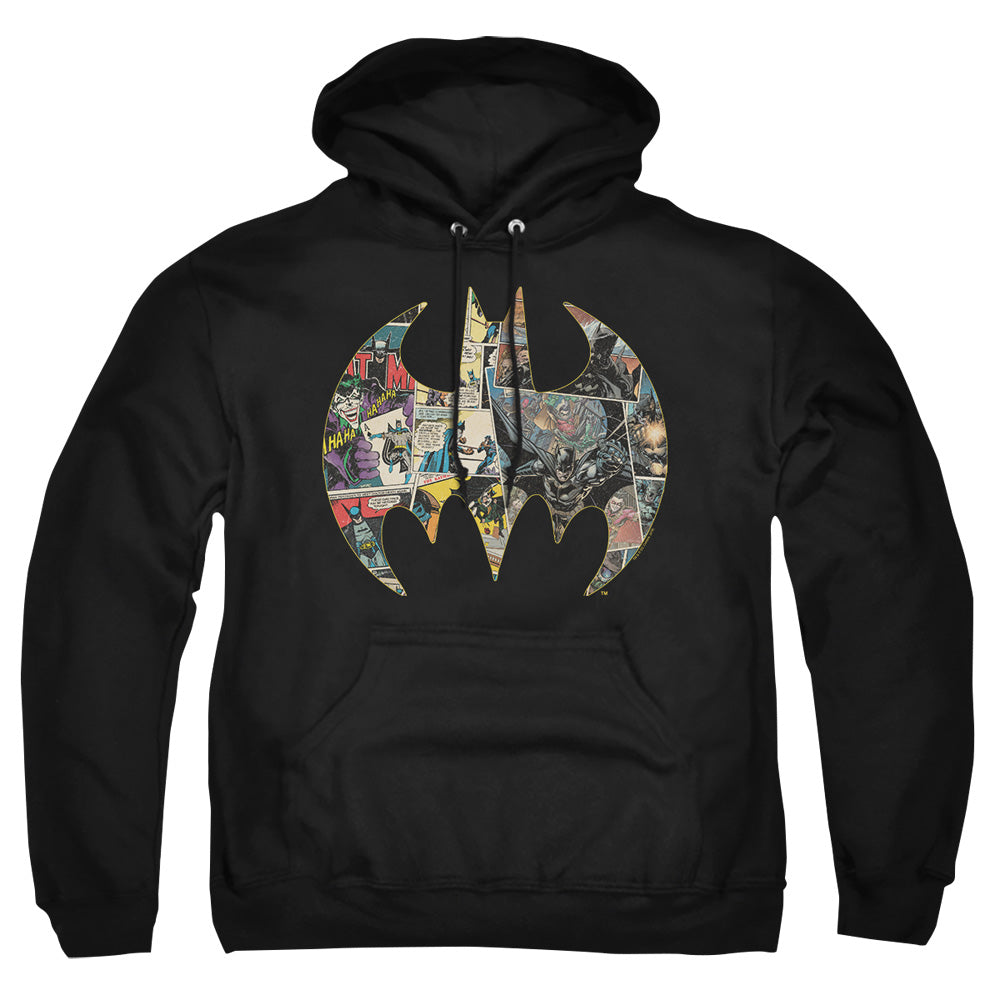 Batman Collage Shield Mens Hoodie Black