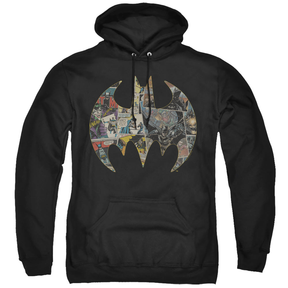Batman Collage Shield Mens Hoodie Black