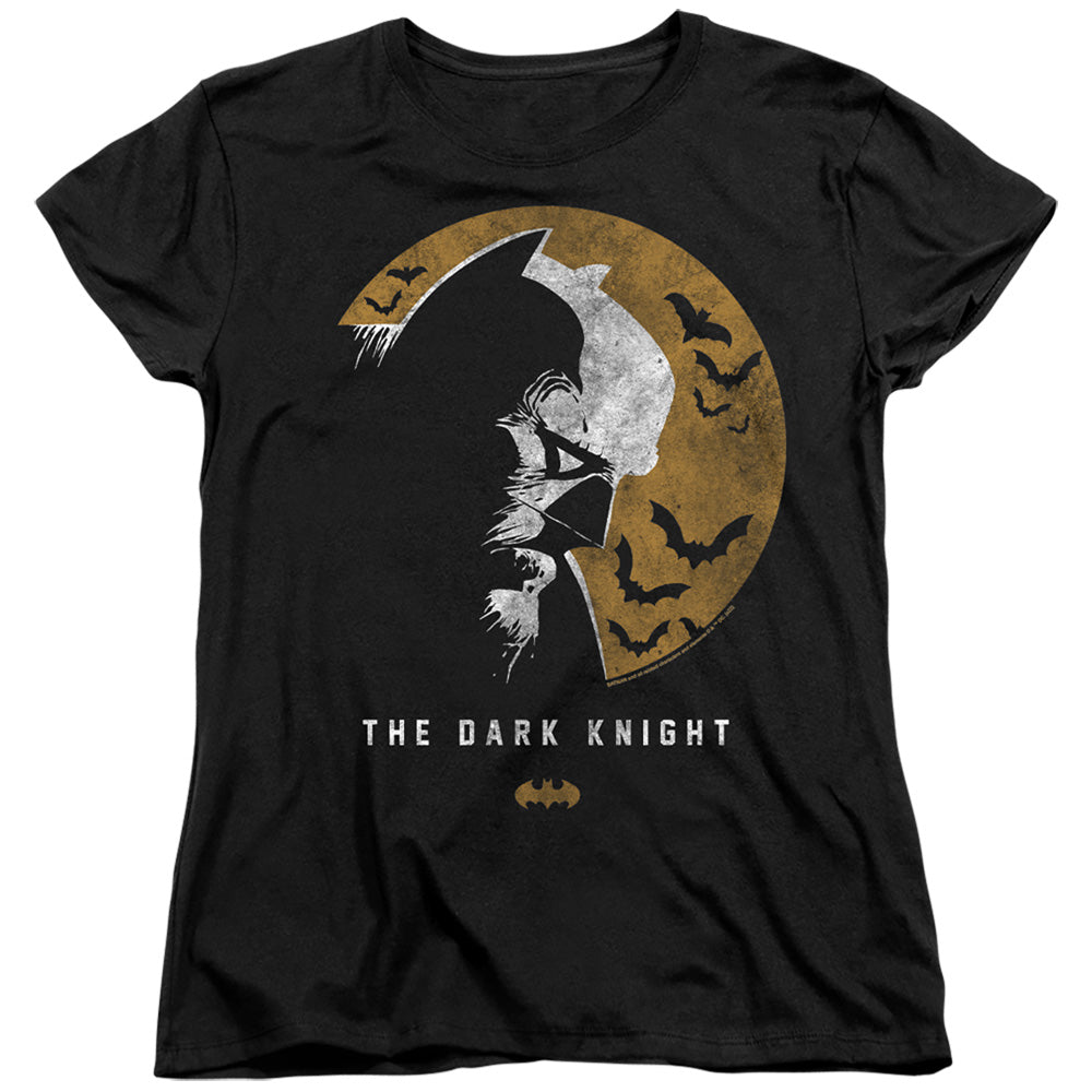 Batman Dark Knight Moon Womens T Shirt Black