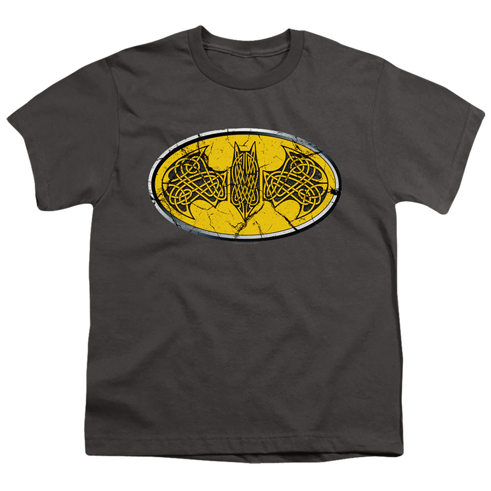Batman Celtic Shield Kids Youth T Shirt Charcoal