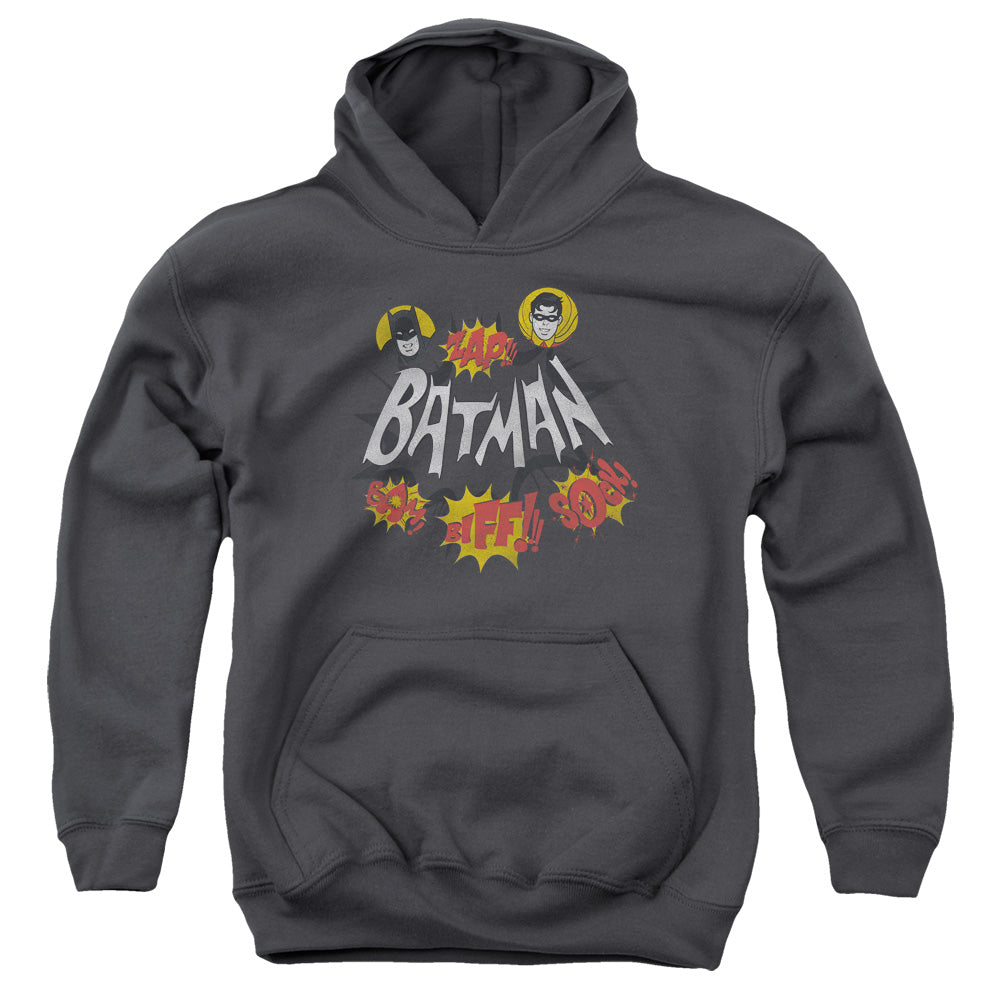 Batman Classic Tv Sound Effects Kids Youth Hoodie Charcoal
