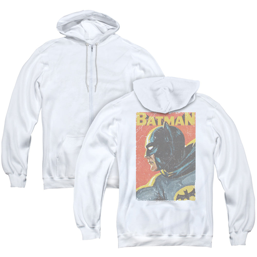 Batman Classic Tv Vintman Back Print Zipper Mens Hoodie White