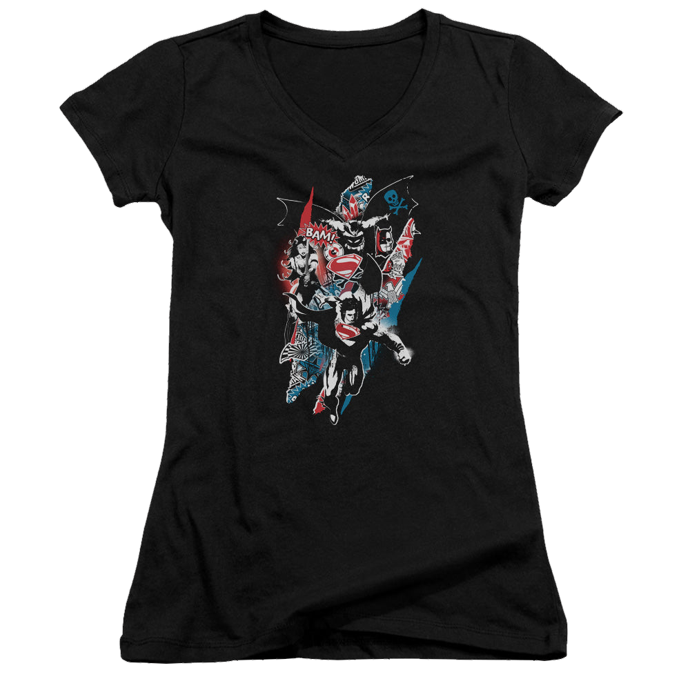 Batman v Superman Ripped Trio 2 - Juniors V-Neck T-Shirt Style001