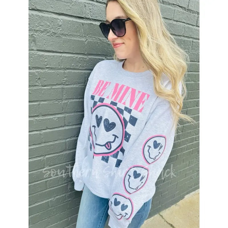 Be Mine Smiley Sleeve Sweatshirt