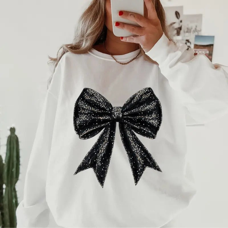 Black Bow ~ Sweatshirt Unisex Apparel Relaxed Fit Printed in the USA Clothing Womenswear Casual and Comfortable