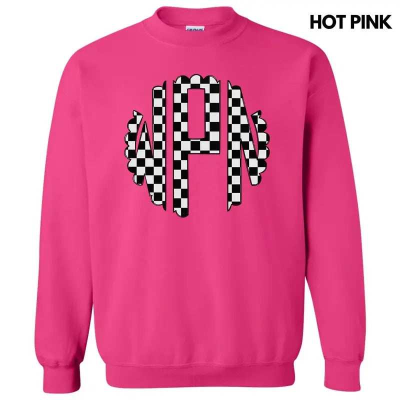 Black Checkered Monogram Sweatshirt 'NLB'