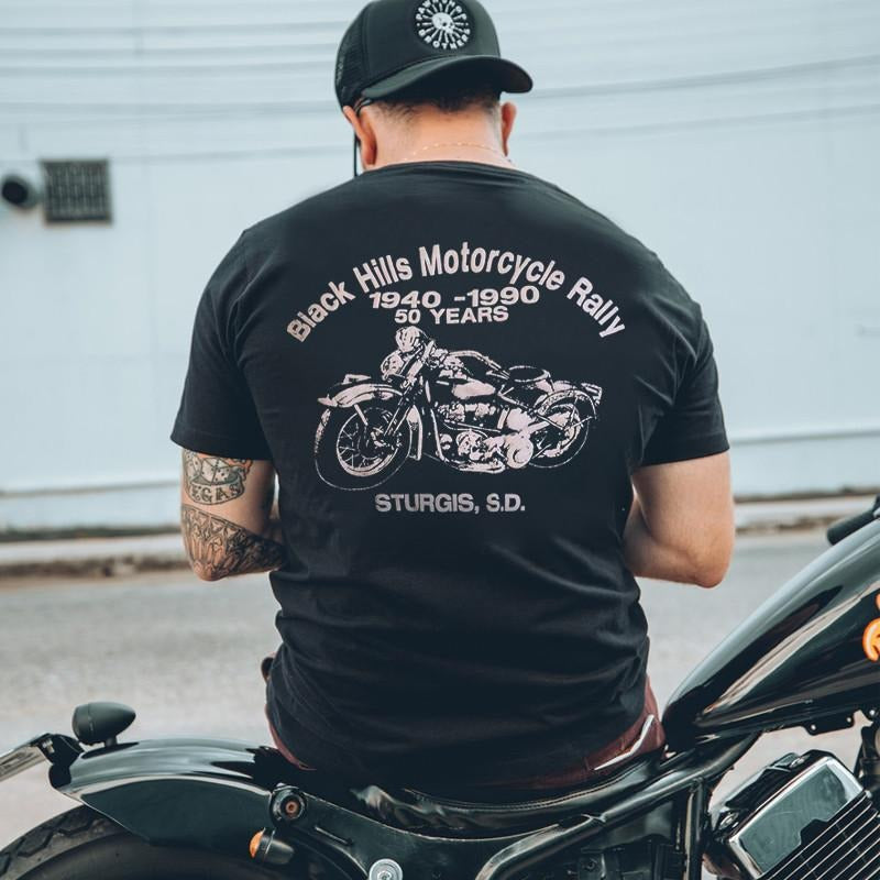 Black Hills Motorcycle Rally Printed Fashion Men's T-shirt - Naughty Clothes Men
