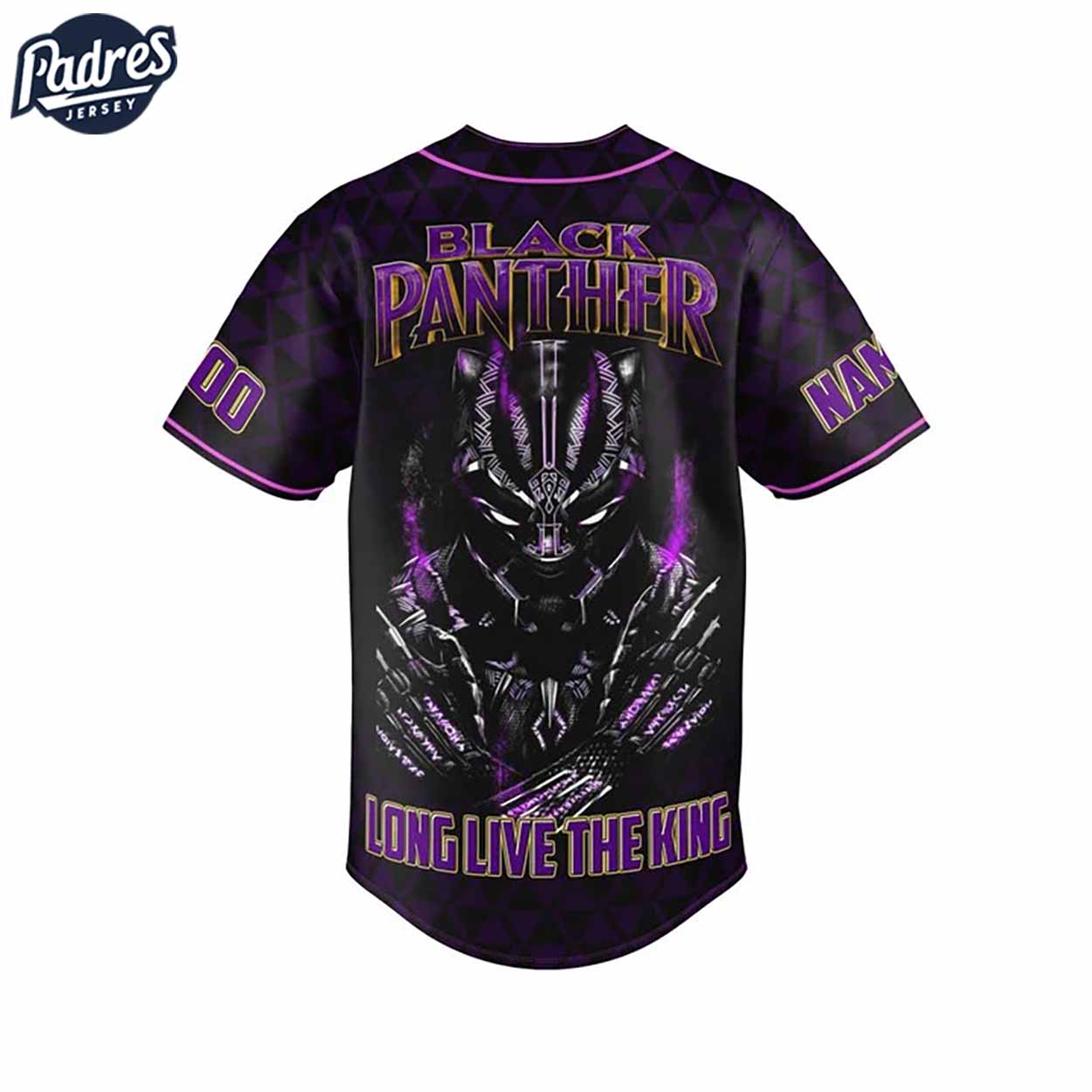 Black Panther Long Live The King Marvel Baseball Jersey - Padres Jersey Oasis: Elevate Your Baseball Style Game