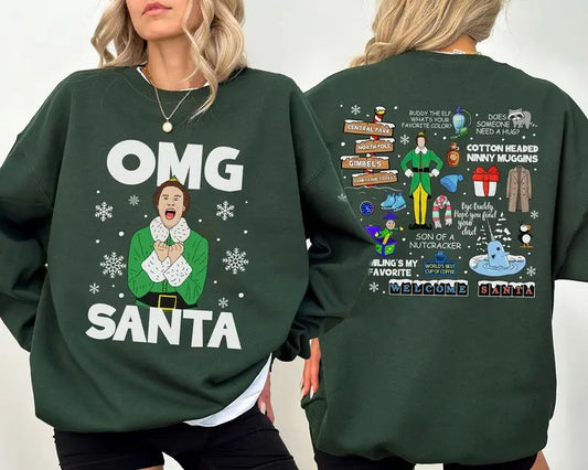 Buddy Elf OMG Santa I Know Him Shirt, Buddy Elf Christmas Sweatshirt, Elf Merry Christmas 2024 Tee, Funny Christmas Movie Shirt, Xmas Party Christmas Gift Idea 2024, Gift For Him, Gift For Her