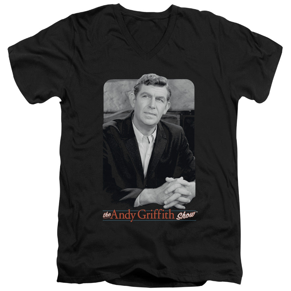 Andy Griffith Classic Andy Mens Slim Fit V-Neck T Shirt Black