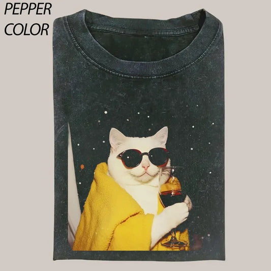 Cat lover club T-Shirt T-Shirt, Cat cat lover sunite Vintage Graphic Tee, Funny Cat Shirt, Women's T-shirts Streetwear Top Cotton