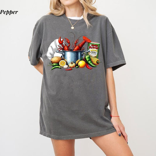 Comfort Colors Funny Crawfish T-Shirt, Let The Good Times Boil, Louisiana Crawfish Boil Shirt, Ultra Soft Cotton Tee, Everyday Casual Wear