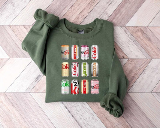 Diet Coke Sweatshirt, Christmas Diet Coke Sampler Shirt, Gift for Diet Coke Lover, Diet Coke Bottles Crewneck, Trendy Funny Sweatshirt for Christmas, Soda Canned Shirt