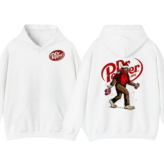 Dr Pepper Christmas Bigfoot 2 Sided Hoodie, Dr Pepper Christmas Bigfoot Sweatshirt Full Color For Men And Women, Christmas Gifts Funny Drinking Trendy T-Shirt