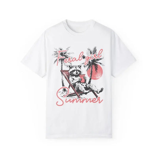 Feral Girl Summer Shirt Comfort Colors, Beach Shirt, Funny Raccoon Shirt, Oversized Graphic Tshirt, Women's Tshirts, Swimsuit Cover, Shirt Dressstyle{n002}2