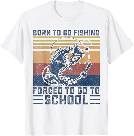 Funny Fishing Shirts, Funny Born To Go Fishing Bass Fish Fisherman T-Shirt Cotton Fashion Casual Classic