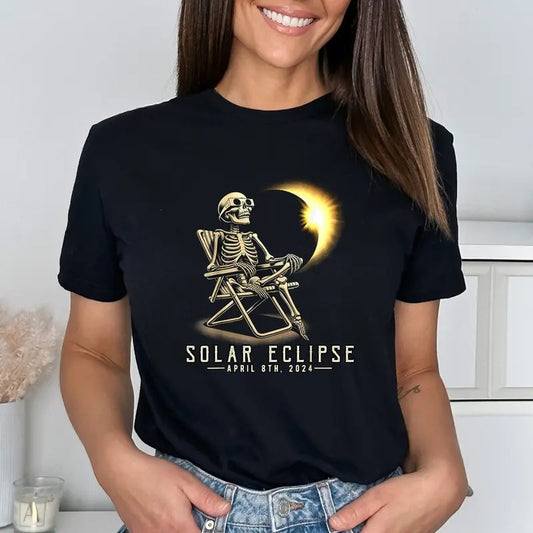 Funny Skeleton Eclipse Shirt, Solar Eclipse 2024 Shirt, Funny Eclipse Shirt, Great American Eclipse Shirt, Astronomy Gift, Eclipse Event Tee