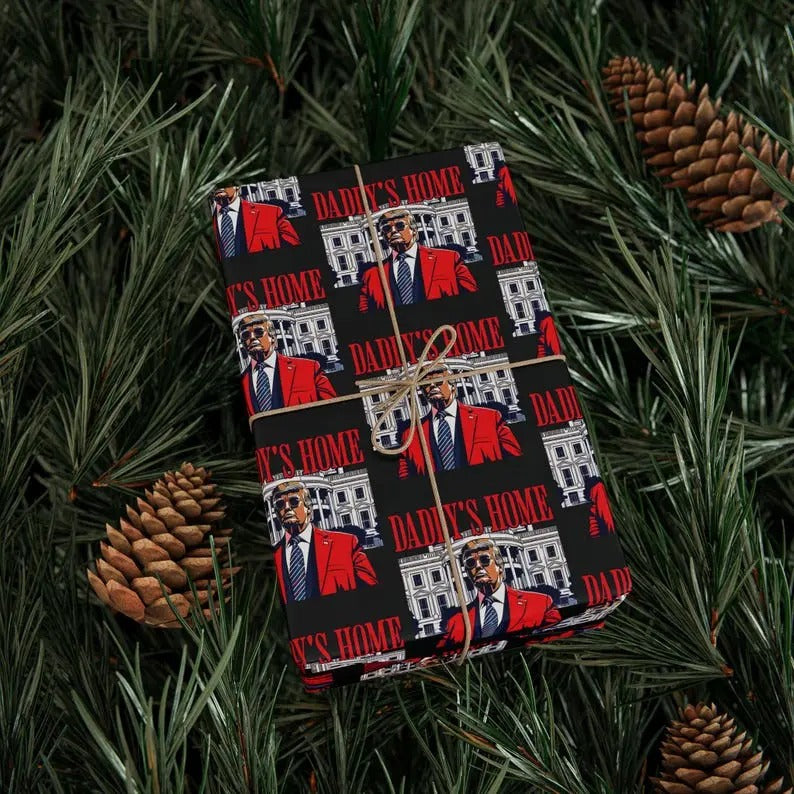 Funny Trump Wrapping Paper Daddys Home President Trump Christmas Birth