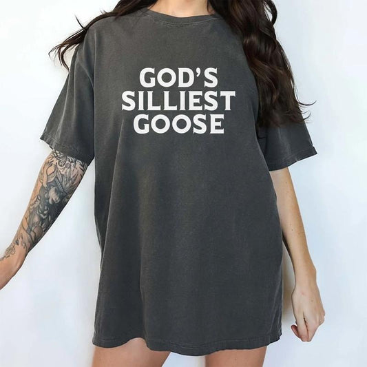 God's Silliest Goose Shirt, Silliest Goose Unisex Graphic Printed Tee, Meme Serious Goose Unhinged Shirt, Funny Goose Unisex Streetwear, Comfy Fabric Graphic Tee, Women's Tops, Womenswear, Menswear, Cotton Fabric Tee