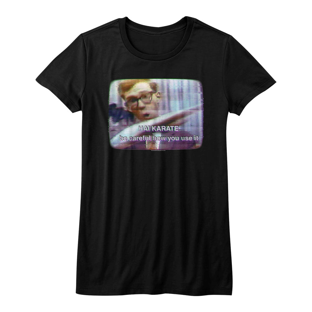 Hai Karate Girls Juniors S/S T-Shirt - Vintage TV - Solid Black