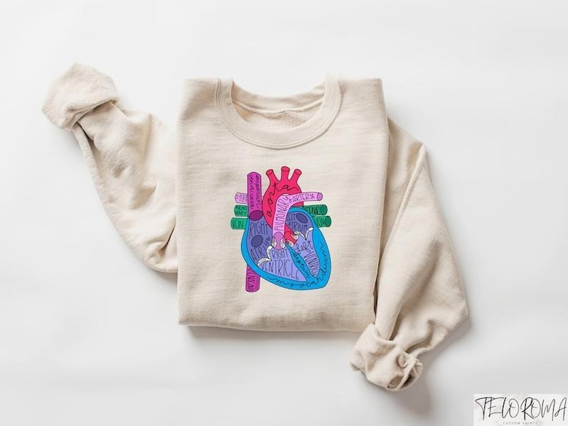 Heart Anatomy T-Shirt, Nursing School Shirt, Medical School Student Sweatshirt, Cardiac Nursing Gift, Cardiac Nurse Shirt, Nurse Grad Gift
