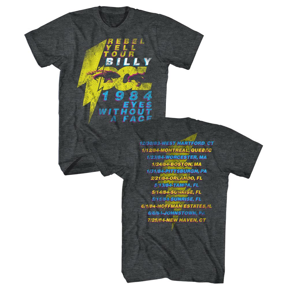 Billy Idol Mens S/S T-Shirt - Eyeballs Tour - Heather Black Heather