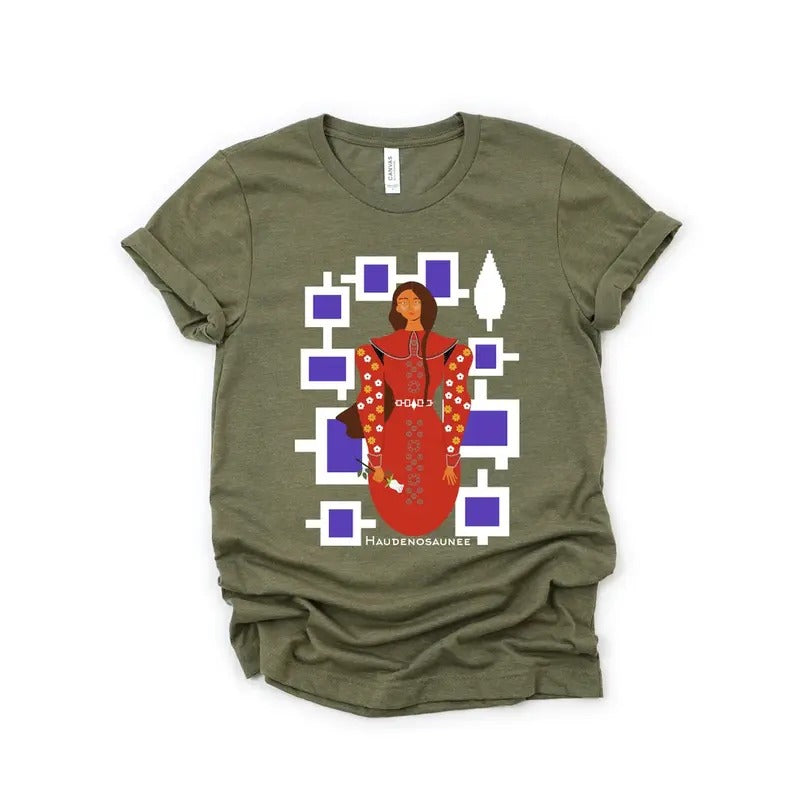 Iroquois Woman T-Shirt, Hiawatha Belt Native American Style Sweatshirt, Unisex Jersey Short Sleeve Tee, Indian Women's Shirt