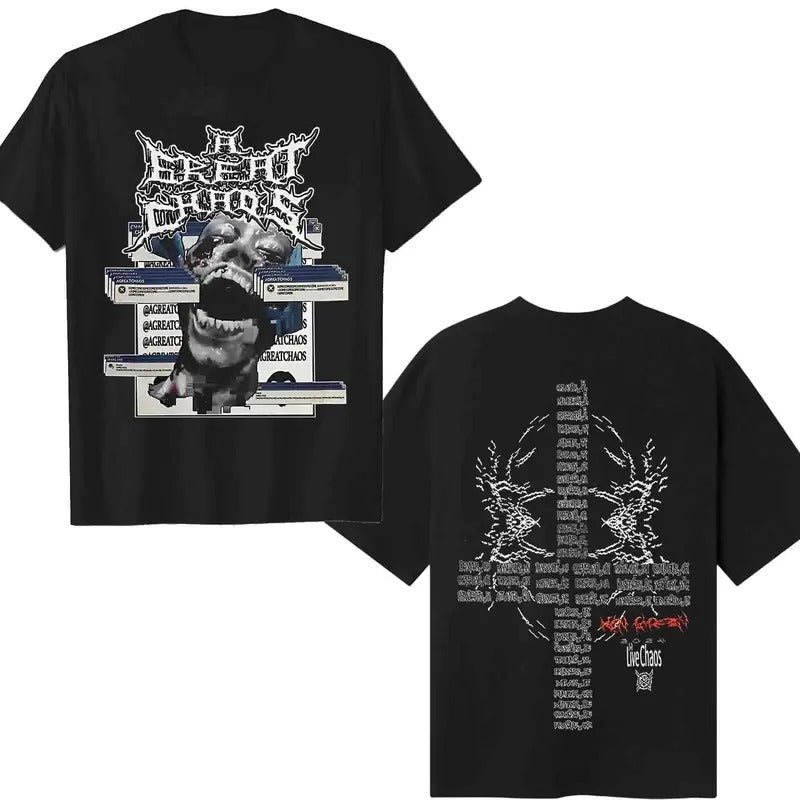 Ken Carson A Great Chaos Merch Tour T-shirt, Vintage 90s style top clothing, Unisex graphic Streetwear shirts