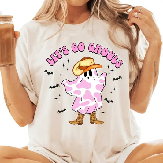 Let's go Spooky shirt, Cute Spooky Shirt, Halloween Gift, Halloween Shirt, Cowboy Ghost Shirt, Western cowgirl ghost, funny Halloween gift Top Womenswear