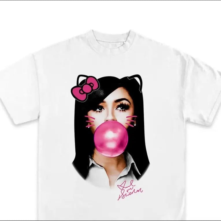 MARIAH THE SCIENTIST Pink Kitty BUBBLE GUM GRAPHIC T-SHIRT