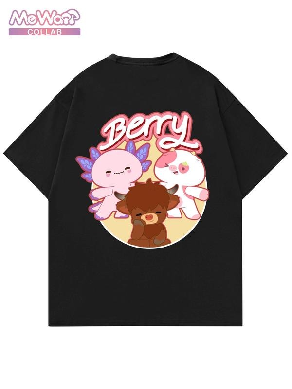 Men's Cartoon Bear Print Round Neck Tee, Regular Fit Casual Short Sleeve T-shirt, Men's Summer Top for Daily Wear, Tropical
