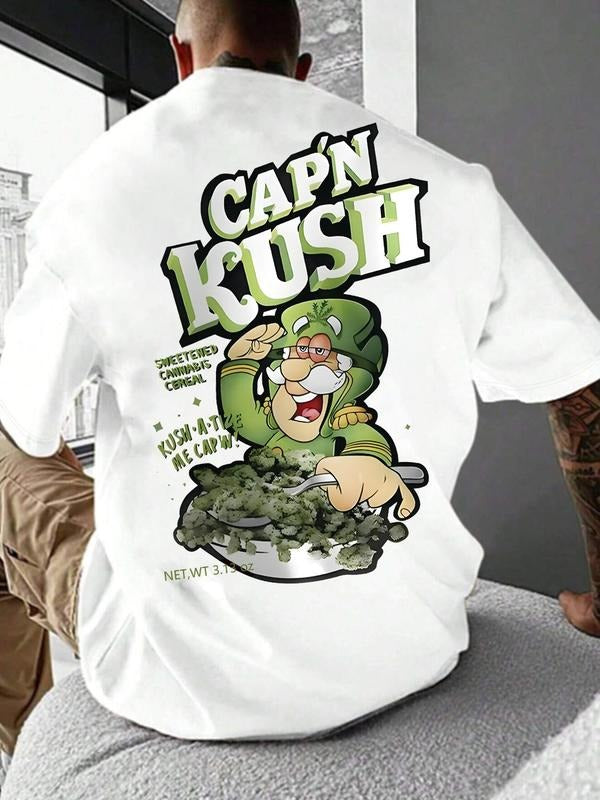 Men's Graphic Round Neck Tee, Regular Fit Casual Short Sleeve T-shirt, Men's Summer Top for Daily Wear