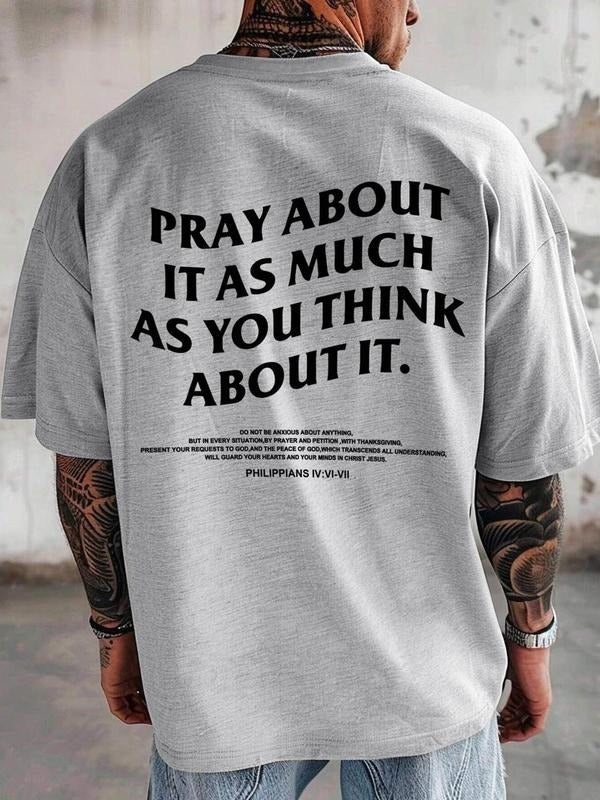 Men's Letter Print Round Neck Tee, Regular Fit Casual Crew Neck T-Shirt for Summer, Fashion Men's Top for Daily Wear
