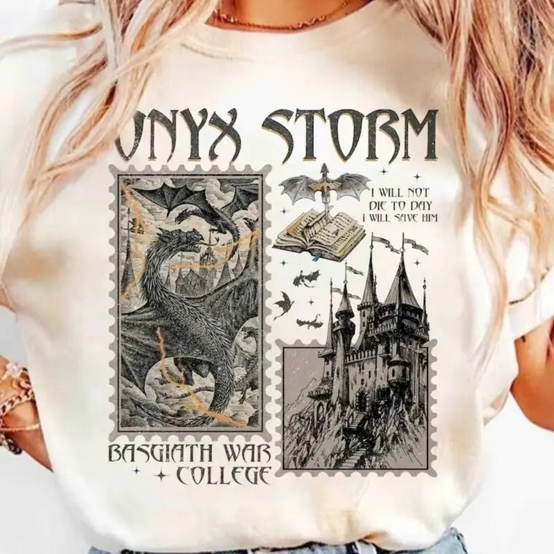 Onyx Storm Shirt, Dragon rider, Fourth Wingg, Basgiath War Collegee, I Will Save Him, Xaden Riorsonstyle{n002}2