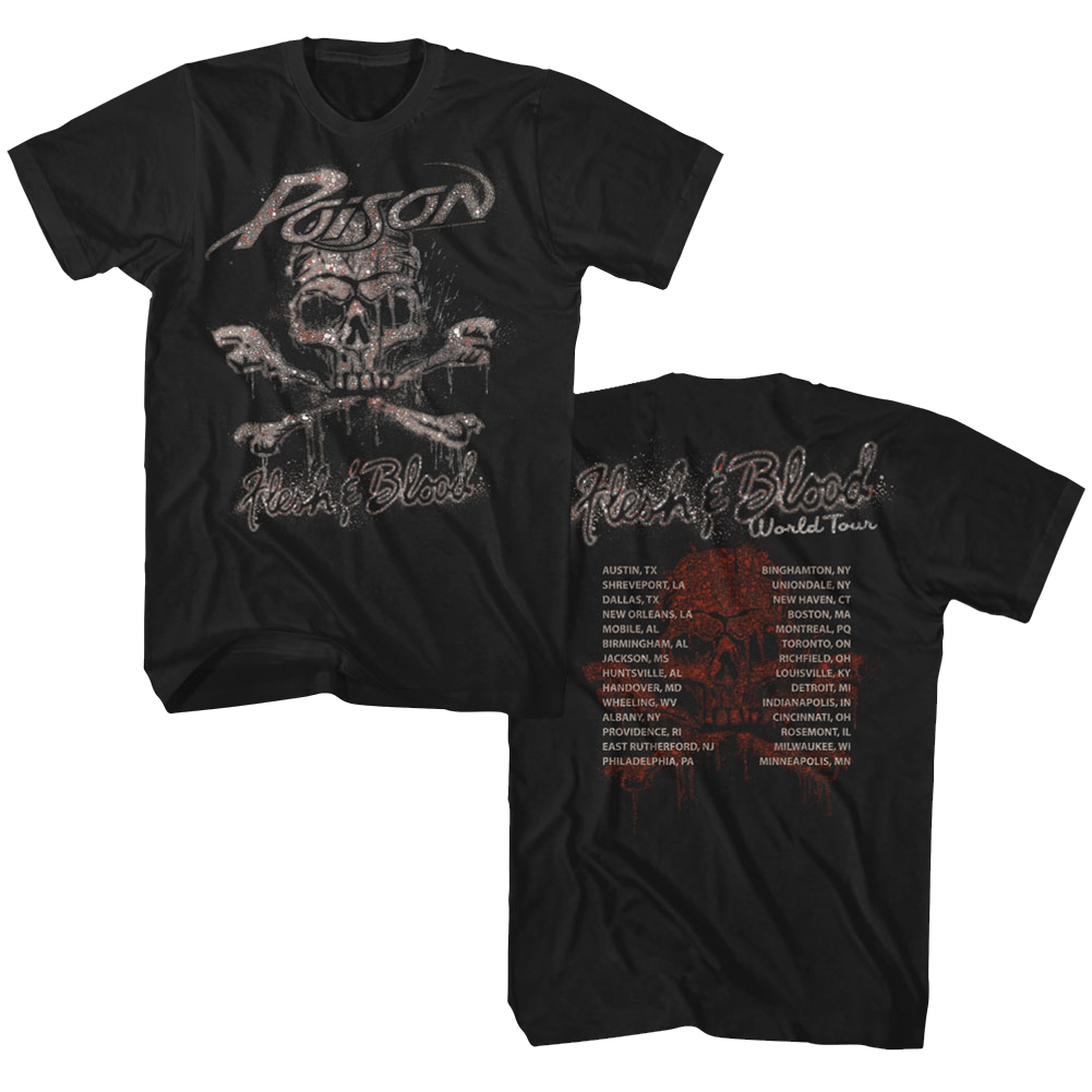 Poison Mens S/S T-Shirt - Flesh & Blood World Tour - Solid Black