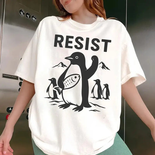 Penguin Resist Tee Funny Trump Tariffs Shirt Resistance Protest ,Heard Island T-shirt