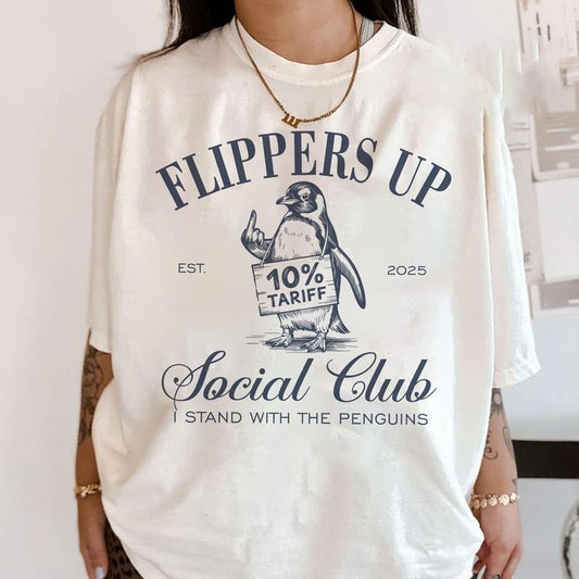 Penguins Flippers Up Social Club Shirt I Stand With The Penguins Funny Penguin Shirt Funny Saying Penguins Tariff Funny Penguin Taxes  T-shirt, sweater and Hoodie