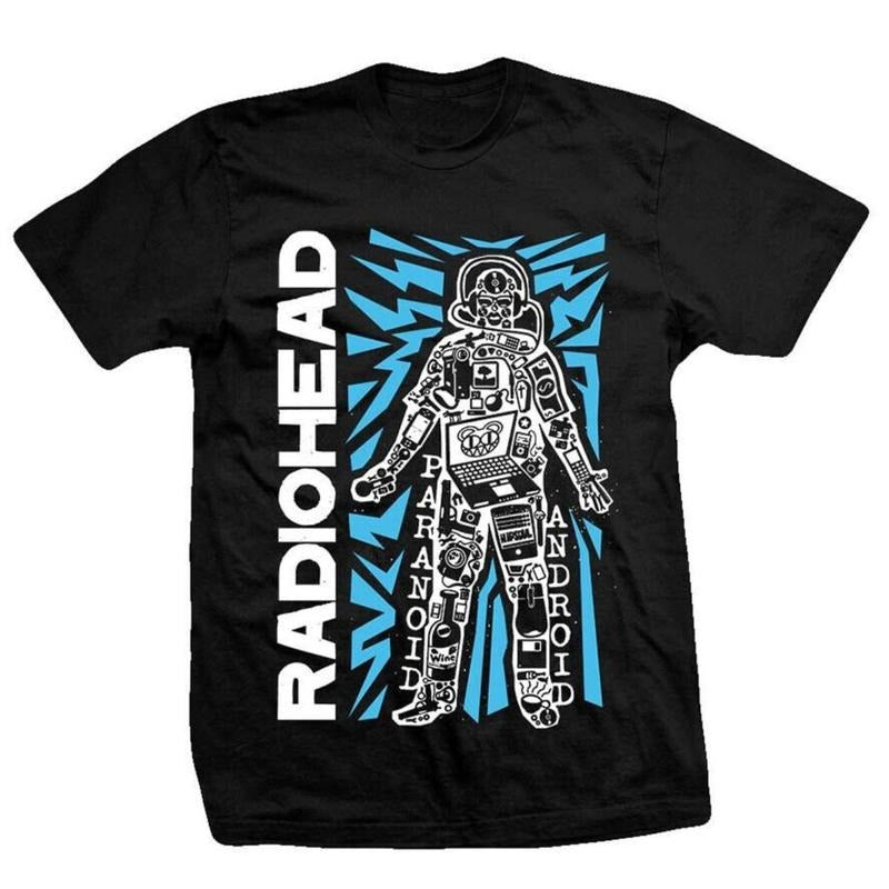 Radiohead Robot Retro 90s Classic Rock T-shirt Black Tee New