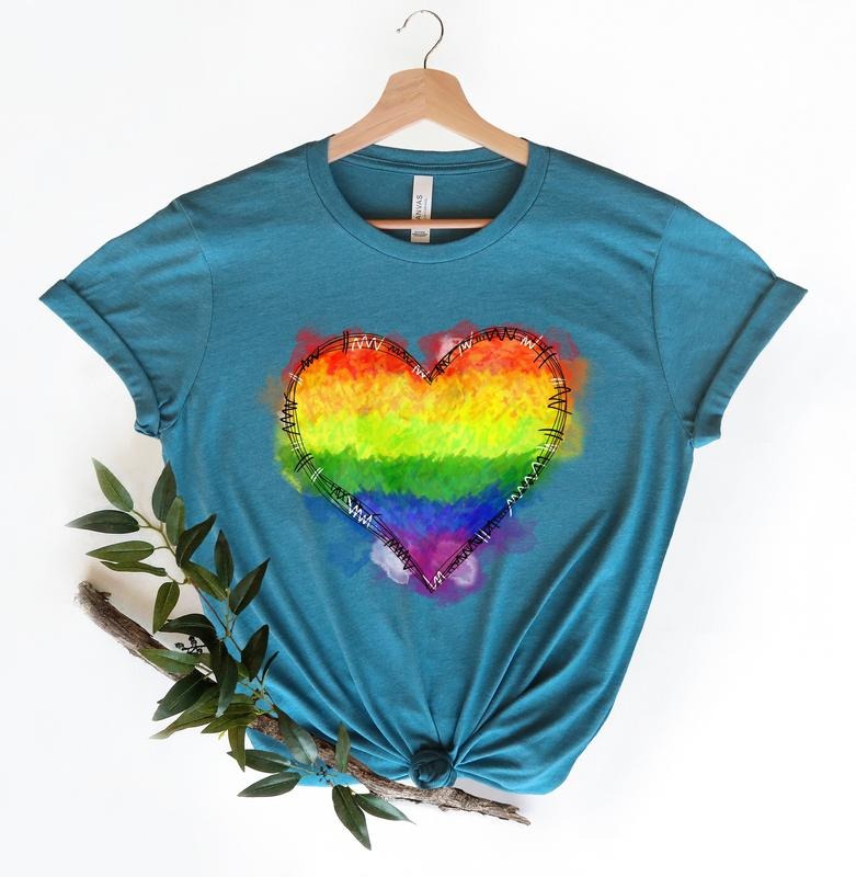 Rainbow Heart Shirt Pride Heart Shirt Lgbt Shirt Lgbt Shirt Gift Lgbt Shirt Funny Pride Shirt Women Pride Gift Pride Celebration T TK43GN