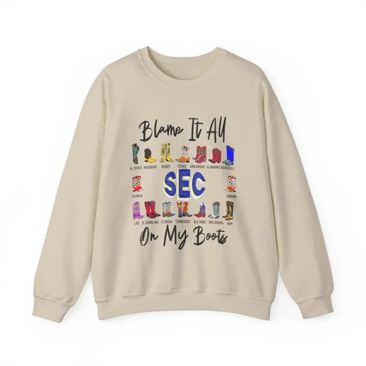 SEC Blame It on My Boots Sweatshirt, Funny Graphic Sweatshirt, College Football Fan Gift, Unisex Casual Wear Game Day Apparel, Cute Football Shirt for Men, for Women Sweaters Tops